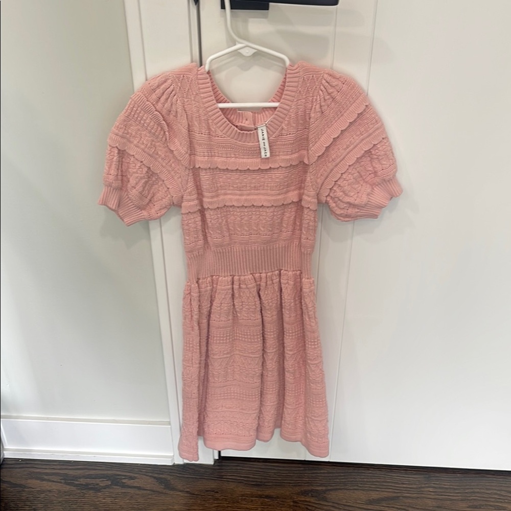Janie and Jack Pink Smocked Sundress with Puff Sleeves